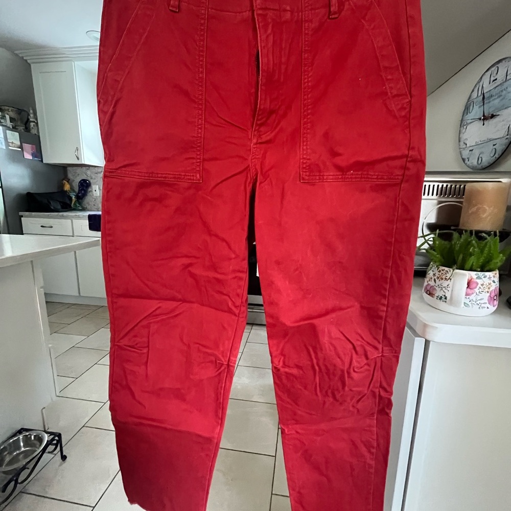 Banana Republic Red Cropped Pants with Paneled Knee